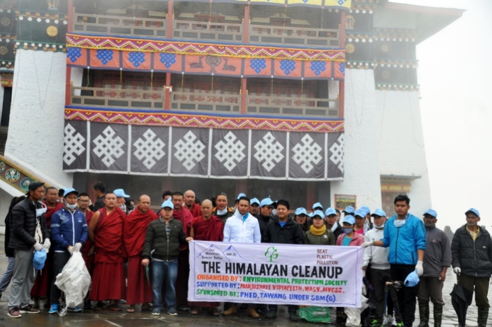 “The Himalayan clean-up was a voluntary drive organized in the 12 hill states across the country on May 26. The drive was focused on plastic waste as per the objective of the World Environment Day on June-5, whose theme this year is ‘beat plastic pollution’. We organized the same here in our community. We started at the monastery as Tawang Monastery is the face of Tawang and a great pride of Arunachal too. So, we felt that it was necessary for the event to be flagged off from there as its symbolic of us. The monks were very supportive in the drive and it was great to have them involved as we were able to make them aware of the plastic pollution. Locals and tourists visit the monastery on a daily basis and they always leave behind wastes of plastic origin. So, not only cleaning up the place but also making its guardians aware was an important part of our clean-up.” (1/4)